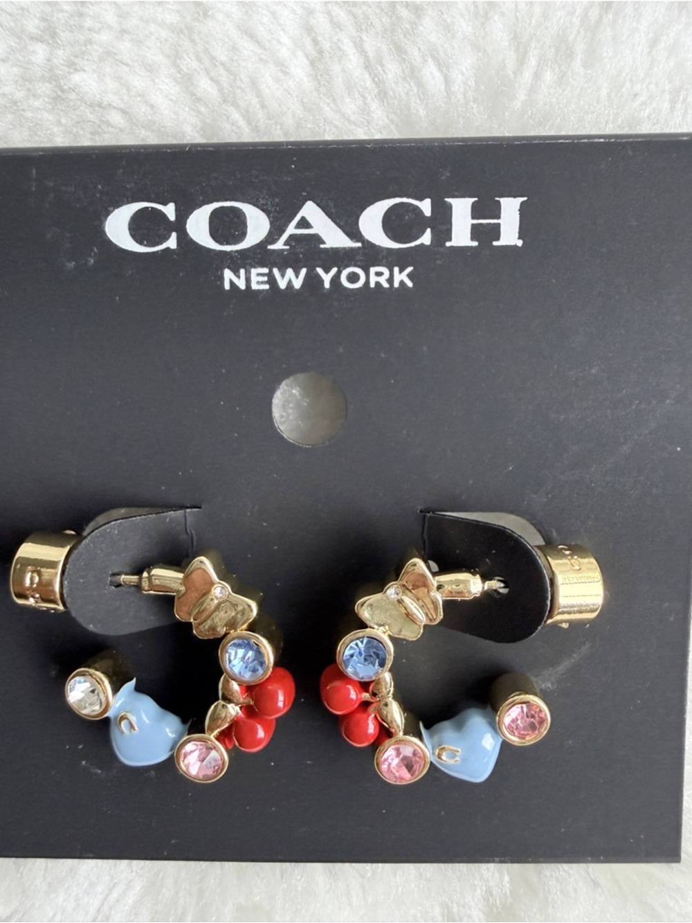 COACH  Signature Charm Huggie Earrings - Picture 3 of 8